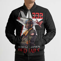Tuskegee Airmen Red Tails Bomber Puffer Jacket African American Pilots Heritage Black Style - Wonder Print Shop