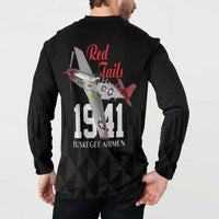 Tuskegee Airmen Red Tails Button Sweatshirt African American Pilots Heritage Black Style - Wonder Print Shop
