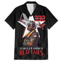 Tuskegee Airmen Red Tails Family Matching Off The Shoulder Long Sleeve Dress and Hawaiian Shirt African American Pilots Heritage Black Style - Wonder Print Shop