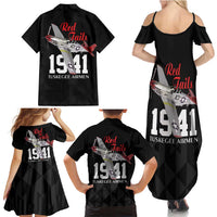 Tuskegee Airmen Red Tails Family Matching Summer Maxi Dress and Hawaiian Shirt African American Pilots Heritage Black Style - Wonder Print Shop