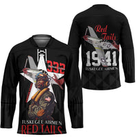 Tuskegee Airmen Red Tails Hockey Jersey African American Pilots Heritage Black Style - Wonder Print Shop