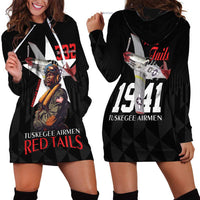 Tuskegee Airmen Red Tails Hoodie Dress African American Pilots Heritage Black Style - Wonder Print Shop