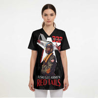 Tuskegee Airmen Red Tails Scrub Top African American Pilots Heritage Black Style - Wonder Print Shop