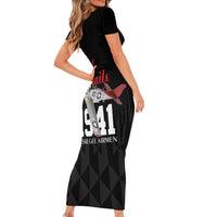 Tuskegee Airmen Red Tails Short Sleeve Bodycon Dress African American Pilots Heritage Black Style - Wonder Print Shop