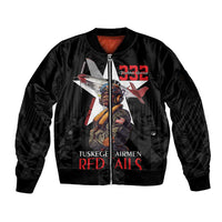 Tuskegee Airmen Red Tails Sleeve Zip Bomber Jacket African American Pilots Heritage Black Style - Wonder Print Shop