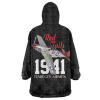 Tuskegee Airmen Red Tails Wearable Blanket Hoodie African American Pilots Heritage Black Style - Wonder Print Shop