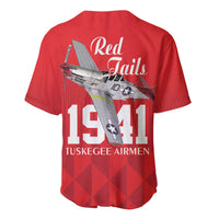 Tuskegee Airmen Red Tails Baseball Jersey African American Pilots Heritage Red Style - Wonder Print Shop