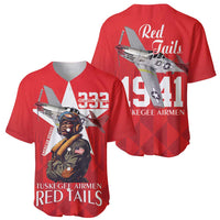 Tuskegee Airmen Red Tails Baseball Jersey African American Pilots Heritage Red Style - Wonder Print Shop