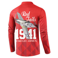 Tuskegee Airmen Red Tails Button Sweatshirt African American Pilots Heritage Red Style - Wonder Print Shop