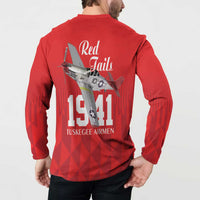 Tuskegee Airmen Red Tails Button Sweatshirt African American Pilots Heritage Red Style - Wonder Print Shop