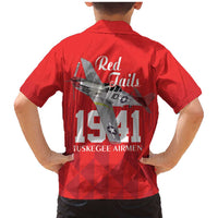 Tuskegee Airmen Red Tails Family Matching Mermaid Dress and Hawaiian Shirt African American Pilots Heritage Red Style - Wonder Print Shop