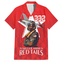 Tuskegee Airmen Red Tails Family Matching Off The Shoulder Long Sleeve Dress and Hawaiian Shirt African American Pilots Heritage Red Style - Wonder Print Shop