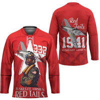 Tuskegee Airmen Red Tails Hockey Jersey African American Pilots Heritage Red Style - Wonder Print Shop