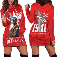 Tuskegee Airmen Red Tails Hoodie Dress African American Pilots Heritage Red Style - Wonder Print Shop