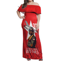 Tuskegee Airmen Red Tails Off Shoulder Maxi Dress African American Pilots Heritage Red Style - Wonder Print Shop