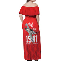 Tuskegee Airmen Red Tails Off Shoulder Maxi Dress African American Pilots Heritage Red Style - Wonder Print Shop