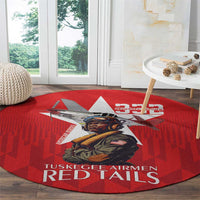 Tuskegee Airmen Red Tails Round Carpet African American Pilots Heritage Red Style - Wonder Print Shop