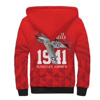 Tuskegee Airmen Red Tails Sherpa Hoodie African American Pilots Heritage Red Style - Wonder Print Shop