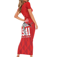 Tuskegee Airmen Red Tails Short Sleeve Bodycon Dress African American Pilots Heritage Red Style - Wonder Print Shop