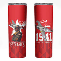 Tuskegee Airmen Red Tails Skinny Tumbler African American Pilots Heritage Red Style - Wonder Print Shop