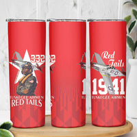 Tuskegee Airmen Red Tails Skinny Tumbler African American Pilots Heritage Red Style - Wonder Print Shop