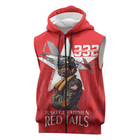 Tuskegee Airmen Red Tails Sleeveless Zip Hoodie African American Pilots Heritage Red Style - Wonder Print Shop