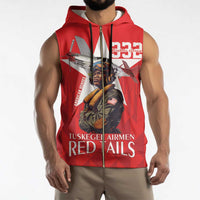 Tuskegee Airmen Red Tails Sleeveless Zip Hoodie African American Pilots Heritage Red Style - Wonder Print Shop