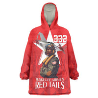 Tuskegee Airmen Red Tails Wearable Blanket Hoodie African American Pilots Heritage Red Style - Wonder Print Shop