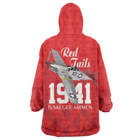 Tuskegee Airmen Red Tails Wearable Blanket Hoodie African American Pilots Heritage Red Style - Wonder Print Shop