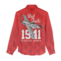 Tuskegee Airmen Red Tails Women Casual Shirt African American Pilots Heritage Red Style - Wonder Print Shop