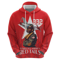 Tuskegee Airmen Red Tails Zip Hoodie African American Pilots Heritage Red Style - Wonder Print Shop