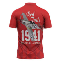 Tuskegee Airmen Red Tails Zipper Polo Shirt African American Pilots Heritage Red Style - Wonder Print Shop