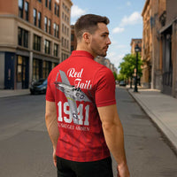 Tuskegee Airmen Red Tails Zipper Polo Shirt African American Pilots Heritage Red Style - Wonder Print Shop