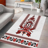 Ukraine Unity Day Area Rug The Trident With Folk Pattern - Wonder Print Shop