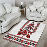 Ukraine Unity Day Area Rug The Trident With Folk Pattern - Wonder Print Shop