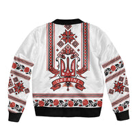 Ukraine Unity Day Bomber Jacket The Trident With Folk Pattern - Wonder Print Shop