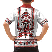Ukraine Unity Day Family Matching Off The Shoulder Long Sleeve Dress and Hawaiian Shirt The Trident With Folk Pattern - Wonder Print Shop