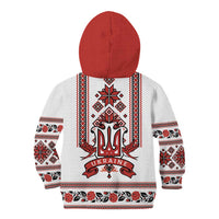 Ukraine Unity Day Kid Hoodie The Trident With Folk Pattern - Wonder Print Shop