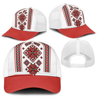 Ukraine Unity Day Mesh Trucker Cap The Trident With Folk Pattern - Wonder Print Shop