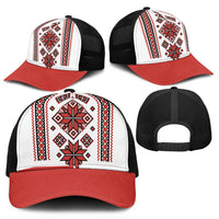 Ukraine Unity Day Mesh Trucker Cap The Trident With Folk Pattern - Wonder Print Shop