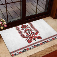 Ukraine Unity Day Rubber Doormat The Trident With Folk Pattern - Wonder Print Shop