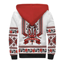 Ukraine Unity Day Sherpa Hoodie The Trident With Folk Pattern - Wonder Print Shop