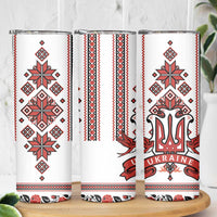 Ukraine Unity Day Skinny Tumbler The Trident With Folk Pattern - Wonder Print Shop