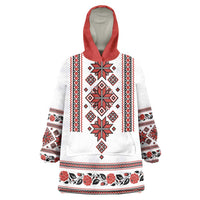 Ukraine Unity Day Wearable Blanket Hoodie The Trident With Folk Pattern - Wonder Print Shop