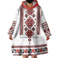 Ukraine Unity Day Wearable Blanket Hoodie The Trident With Folk Pattern - Wonder Print Shop