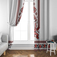 Ukraine Unity Day Window Curtain The Trident With Folk Pattern - Wonder Print Shop