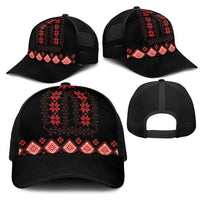 Red Ukraine Folk Patterns Mesh Trucker Cap