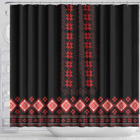 Red Ukraine Folk Patterns Shower Curtain