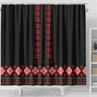 Red Ukraine Folk Patterns Shower Curtain