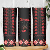 Red Ukraine Folk Pattern Skinny Tumbler - Wonder Print Shop